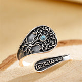 Sterling Silver Turquoise Vintage Adjustable Sunflower Dragonfly Butterfly Feather Tree of Life Spoon Ring