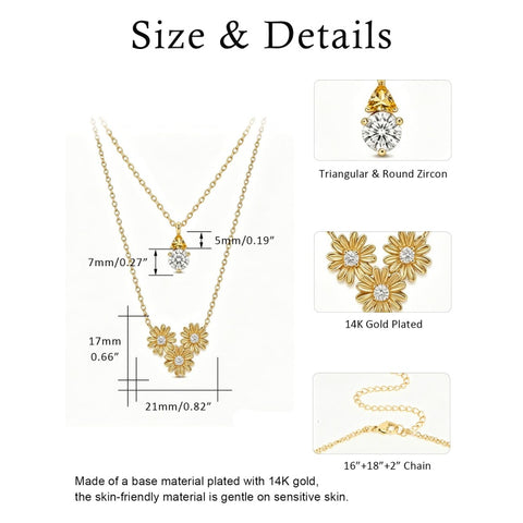 14K Gold Birthstone Birth Flower  Pendant Necklace Birthday Jewelry Gifts for Women