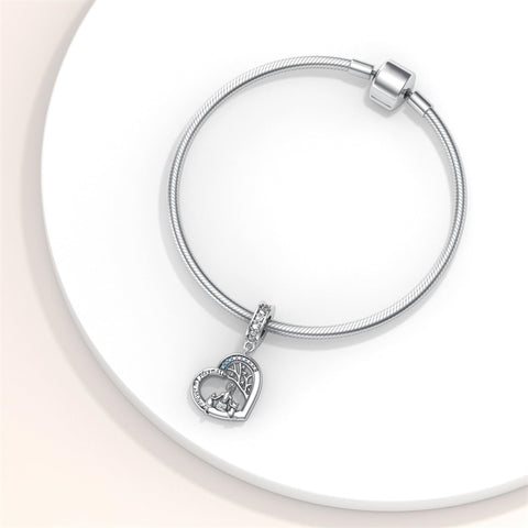 Sterling Silver Cubic Zirconia Cat Dog Charm Beads for Bracelets Engraved with Forever My Playmate