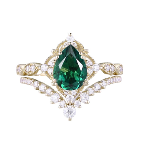 Sterling Silver 10K 14K 18K Gold Pear Shaped Gemstone Engagement Ring