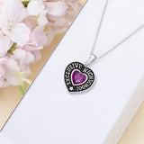 Sterling Silver Personalized Birthstone Engraved Pattern Class Pendant Necklace