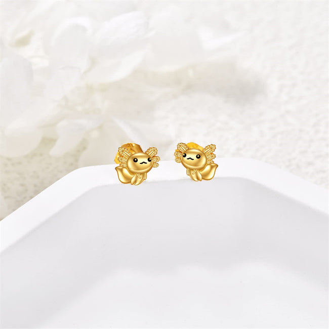 14k Gold Axolotl Stud Earrings for Women Axolotl Jewelry Gift for Girl ...