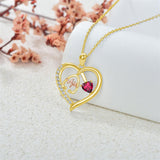 10K 14K 18K Gold Heart Birthstone Personalized Engraved Stethoscope Pendant Necklace