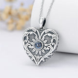 Sterling Silver Sunflower Necklace100 Languages Projection Stone Personalize Heart Photo Pendant Necklace