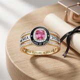 Sterling Silver Personalized Birthstone Class Ring Graduation Gifts for Women