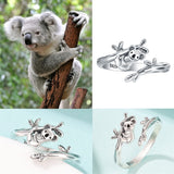 925 Sterling Silver Cute Animals Ring Sloth/Koala/Bat Adjustable Rings Jewelry For Women Girls