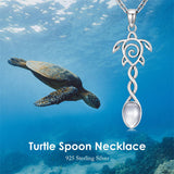 Sterling Silver Horse Turtle Dragon Masks Spoon Pendant Necklace