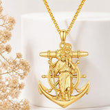 Christian Religious Medal Amulet 14K Gold Plated Pendant  Necklace