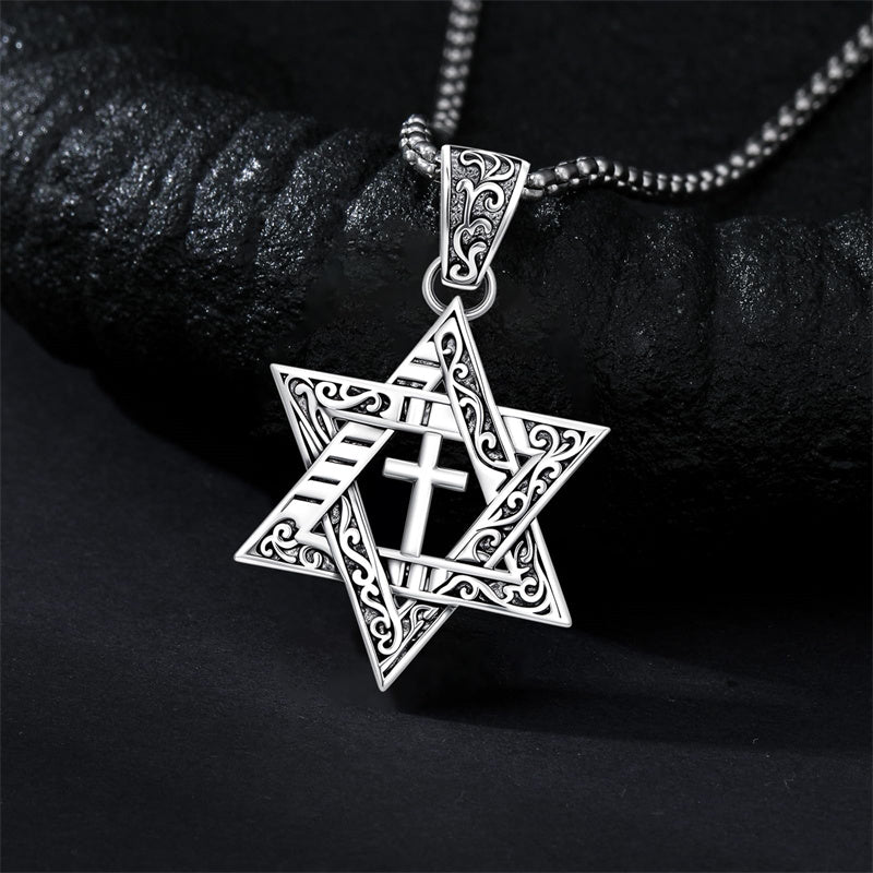 Sterling Silver Star of David Chai Cross Evil Eye Lion of Judah Menorah Tree of Life Protection Pendant Necklace