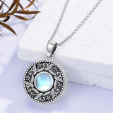 Sterling Silver Vintage Moonstone Flower Photo Locket Necklace