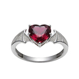 Sterling Silver Personalized Birthstone Punk Skull Bat Snake Ring Goth Jewelry for Halloween Birthday