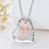 Sterling Silver Volleyball Sports Music Pendant Necklace With Engraved
