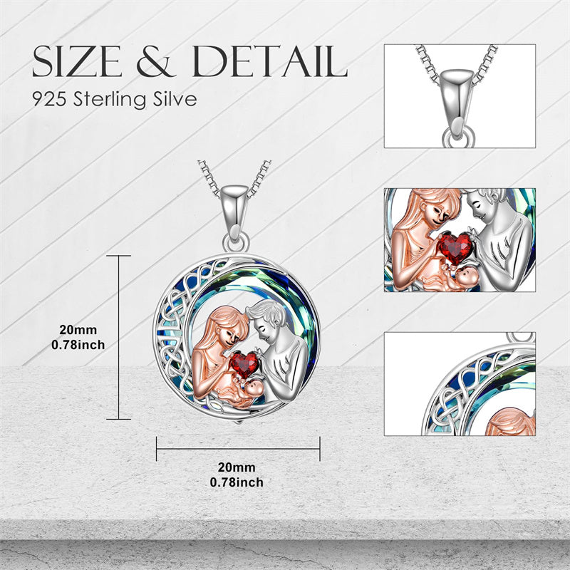 Sterling Silver Mother Daughter Pendant Necklace Engraved with Love You