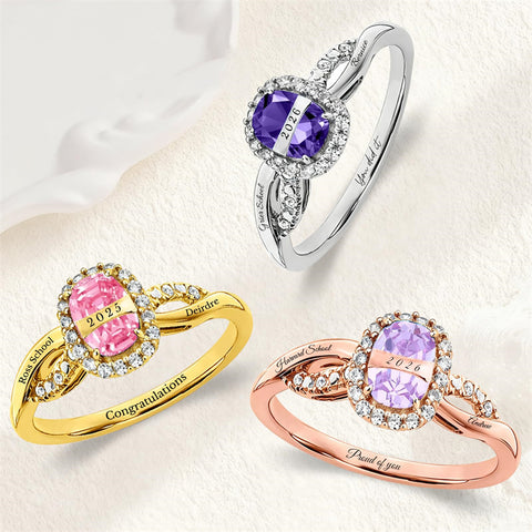 Copper Custom Birthstone Engraved Class Ring University College High School Graduation Gifts for Her