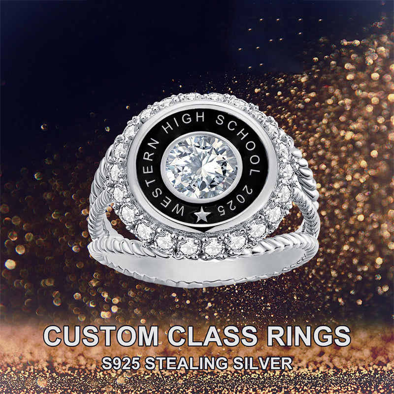 Sterling Silver Personalized Birthstone Engraved Graduation Class Ring ...