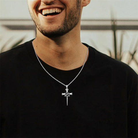 Sterling Silver Star Of David  Cross Pendant Necklace