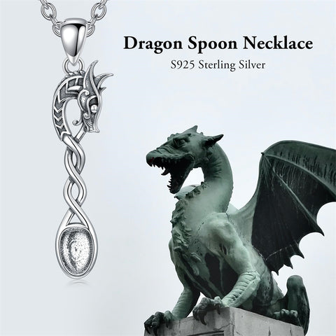 Sterling Silver Horse Turtle Dragon Masks Spoon Pendant Necklace