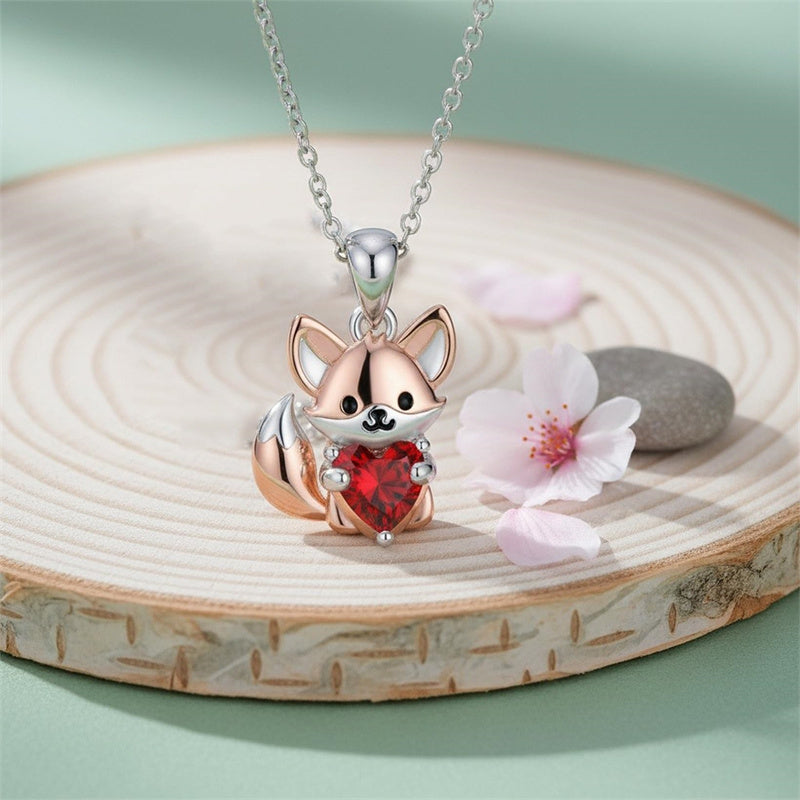 Sterling Silver 12 Month Birthstones Hedgehog Pug Fox Otter Pendant Necklace Gifts for  Birthday, Christmas, Graduation