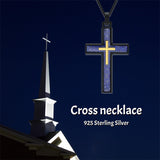 Sterling Silver Cross Religious Necklace for Men