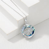 Sterling Silver Crystal Triple Moon Goddess Hamsa Hand Lotus Tree of Life Flower of Life Chakra Pendant Necklace