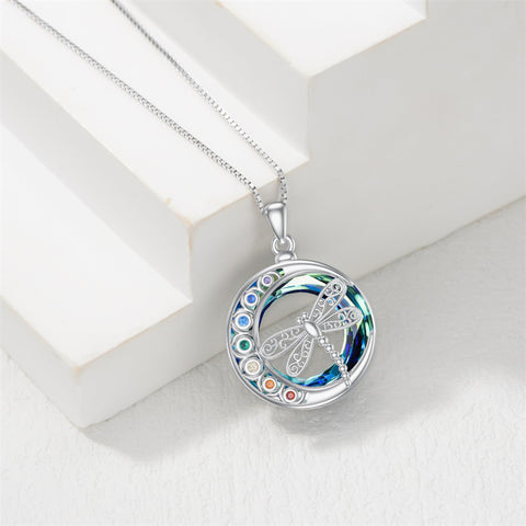 Sterling Silver Crystal Triple Moon Goddess Hamsa Hand Lotus Tree of Life Flower of Life Chakra Pendant Necklace