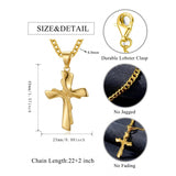 Cross Pendant Necklace for Men 14K Gold Plated Minimalist Christian Jewelry Religious Gift
