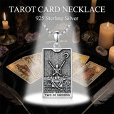 Sterling Silver Lovers Hierophant Magician Three of Swords Wheel of Fortune SkeletonTarot Card Pendant Necklace