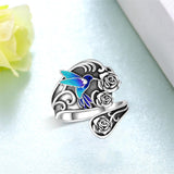 Sterling Silver Hummingbird Butterfly Bee Red Cardinal Pink Flamingo Adjustable Spoon Ring