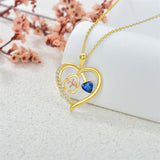 10K 14K 18K Gold Heart Birthstone Personalized Engraved Stethoscope Pendant Necklace