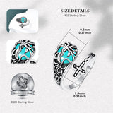 Sterling Silver Vintage Moonstone Turquoise Moss Agate Opal Tree of Life Spoon Rings