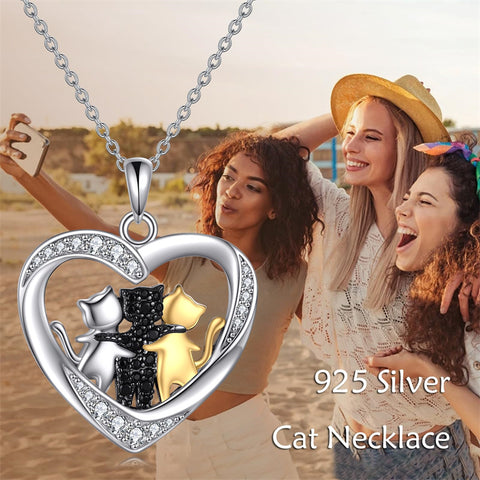 Logistics of 925 Silver Cat Necklace 3 Cat Necklace Cute Animal Necklace Gift Necklace for Her
