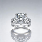 Sterling Silver 10K 14K 18K Gold Personalized Engraved Moissanite Wedding Engagement Promise Band Ring