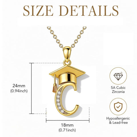 Initial  Graduation 14K Gold Plated Inspiring Grad Pendant Necklace Graduations Jewelry Gifts