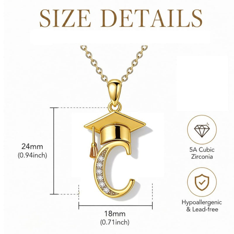 Initial  Graduation 14K Gold Plated Inspiring Grad Pendant Necklace Graduations Jewelry Gifts