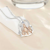 Sterling Silver Cubic Zirconia Mother Daughter Father Daughter Pendant Necklace