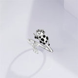 925 Sterling Silver Cute Animal Ring Adjustable Open Ring  Jewelry Gift for Women Girls