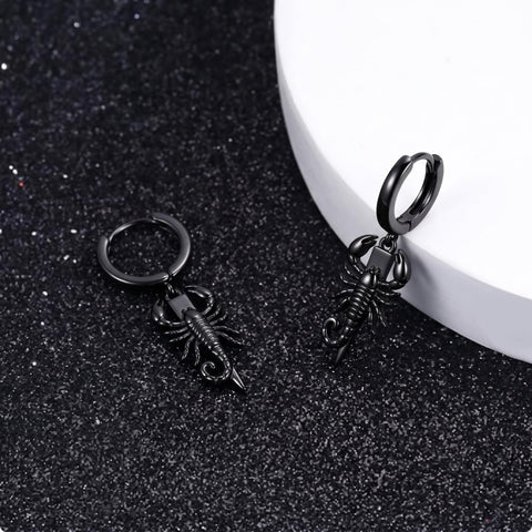 Sterling Silver Feather Arrow  Skull Spider Bat Scorpion Hoop Earrings Halloween Christmas Gift