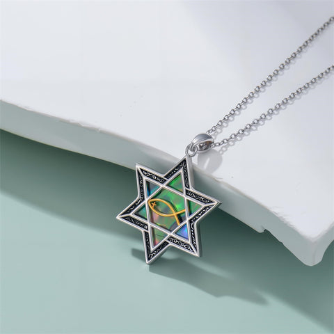 Sterling Silver Crown Jesus Fish Celtic Knot Chai  Lion Star of David Pendant Necklace