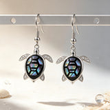 Sterling Silver Abalone Shell Hummingbird Owl Sea Turtle Cat Frog Horse Seahorse Dangle Earrings  Gifts for Christmas
