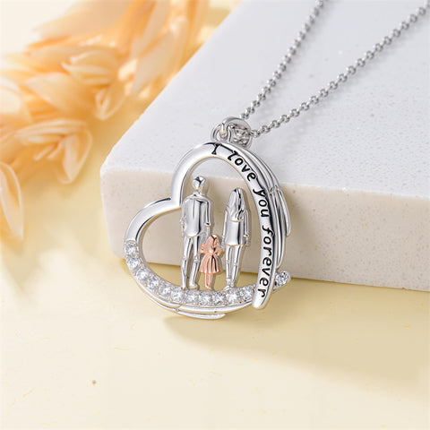 Sterling Silver Mother Daughter Father Daughter Sister Pendant Necklace Family Jewelry for Christmas Mother's Day