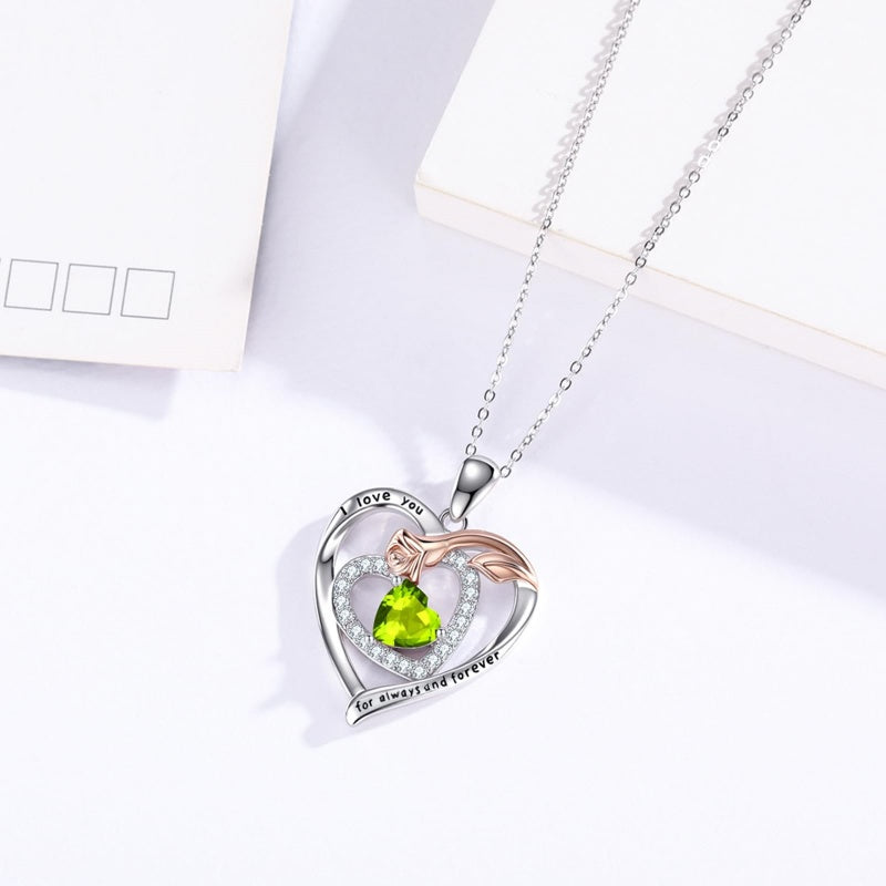 14K Gold Plated  Birthstone Rose Flower Necklaces for Women