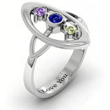 Sterling Silver Personalized Birthstone Engraved Soulful Window Ring