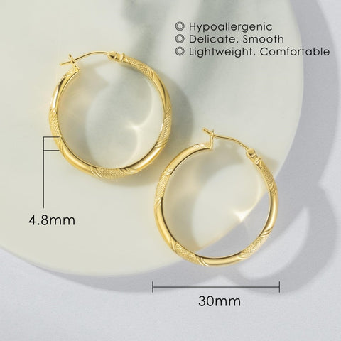 14K Gold Plated  Large Thick Hoop Earrings for Women