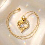 Heart Rose Pendant Necklace for Women  14K Gold Plated Mothers Day  Anniversary Birthday Gift