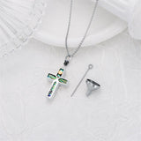 Cross Urn Necklaces for Ashes 925 Sterling Silver Cremation Jewelry with Funnel Filler Kit Abalone Ashes Necklace for Women Men Pets