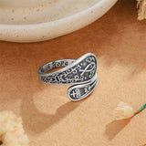 Sterling Silver Dragonfly Jesus Fish Adjustable Spoon Ring for Women