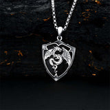 Sterling Silver Viking Dragon Eagle Wolf Animal Pendant Necklace for Men