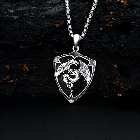 Sterling Silver Viking Dragon Eagle Wolf Animal Pendant Necklace for Men