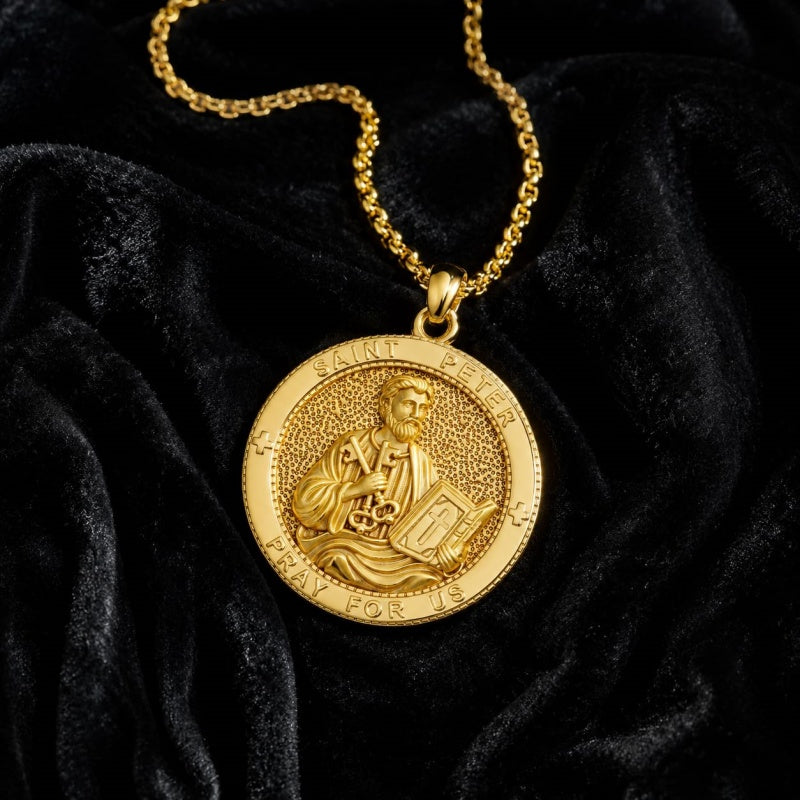Patron Saint Medal Gold Plated Catholic Pendant Christian Religious Necklace Amulet Jewelry