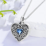 Sterling Silver Heart Crystal Personalized Photo Engraved Heart Flower Urn Necklace for Ashes